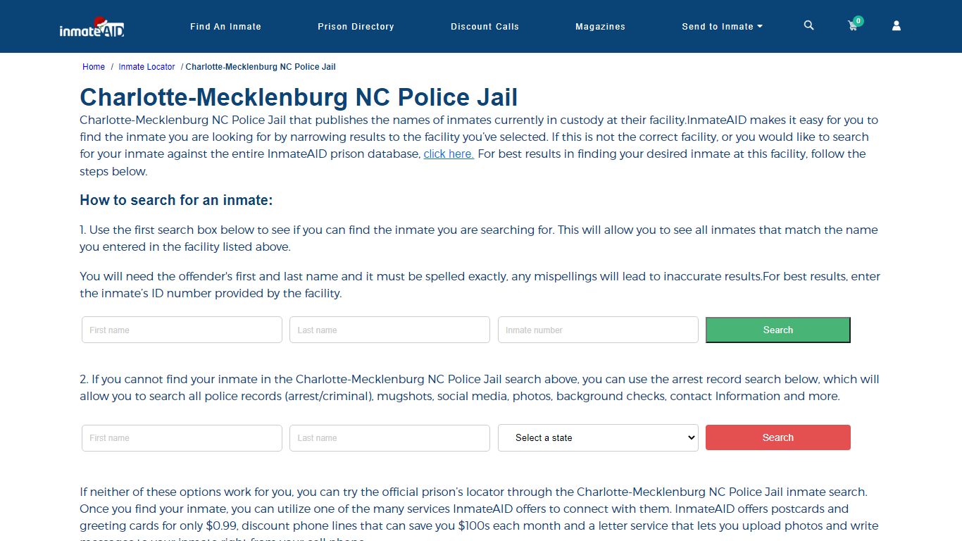 Charlotte-Mecklenburg NC Police Jail - InmateAid